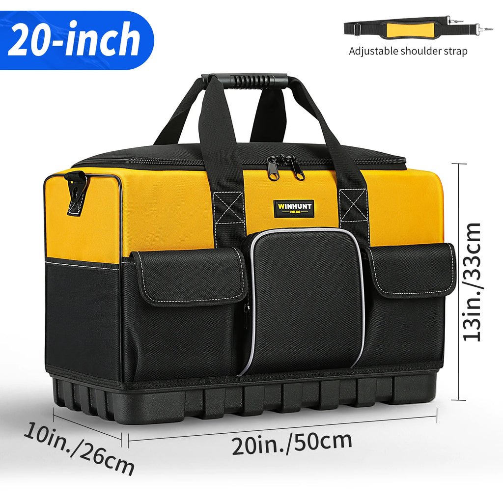 Heavy Duty Electrician Tool Bag with 16 Pockets & Hard Bottom