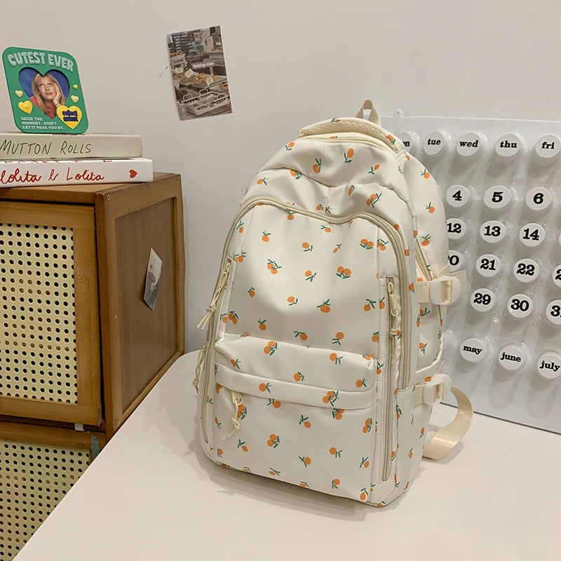 Floral Aesthetic Backpack - Casual Travel Daypack for Girls & Teens