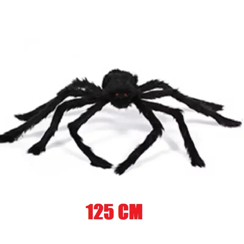 Giant Black Plush Spider Halloween Decoration - Realistic Party Prop