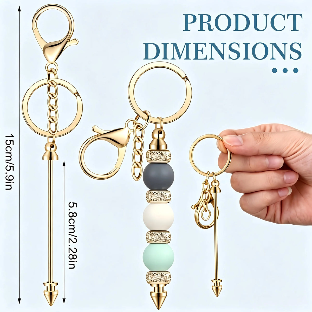 DIY Beaded Keychain Making Kit - 9/18pcs Stainless Steel Supplies
