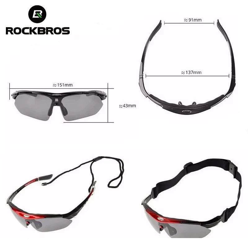 ROCKBROS Polarized Cycling Sunglasses with 5 Interchangeable Lenses