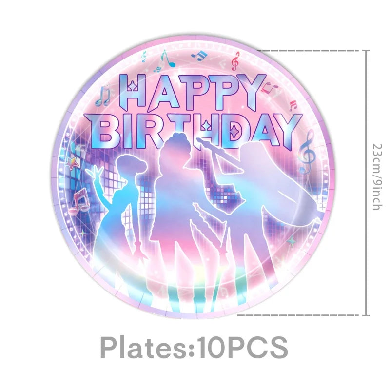KPOP Pink & Purple Disposable Tableware Set for Birthday Parties