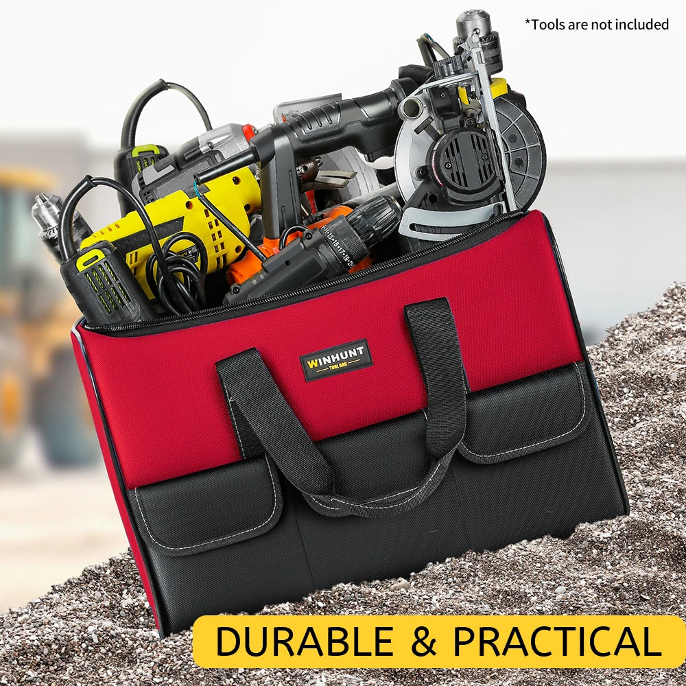 WINHUNT Heavy Duty Wide Mouth Tool Bag - Perfect for Electricians & Mechanics