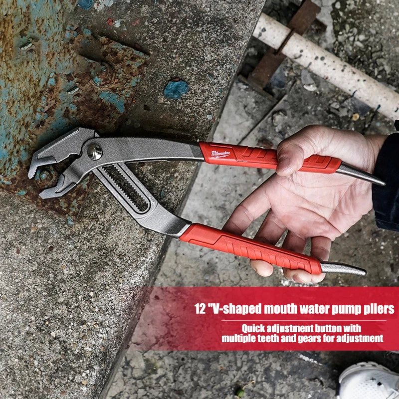 Milwaukee 12-Inch V-Shaped Heavy-Duty Locking Pliers for Mechanics