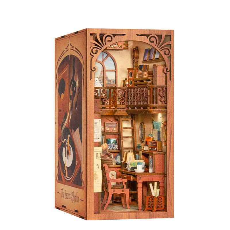 CUTEBEE LED Book Nook Dollhouse Kit with Dust Cover for DIY Enthusiasts