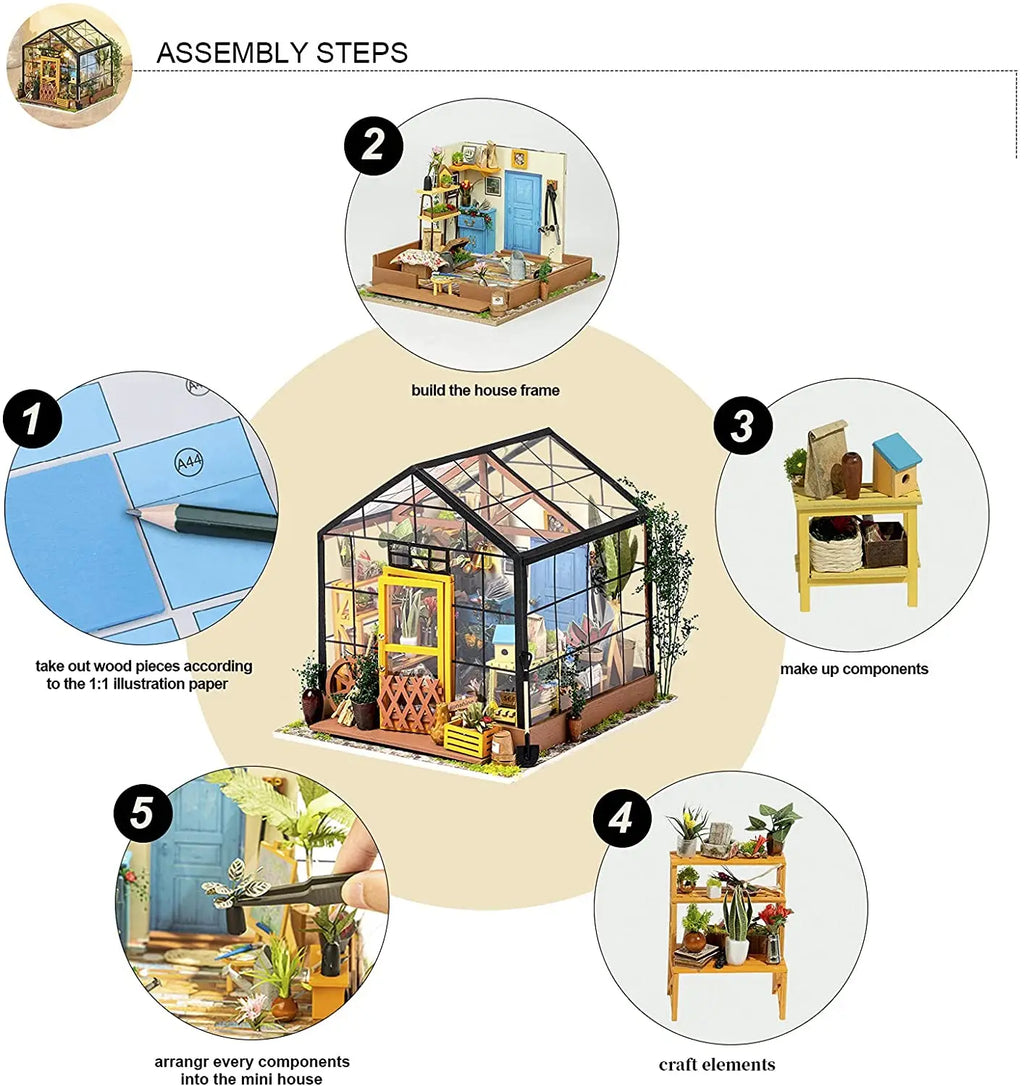 Robotime Green DIY Dollhouse Kit - Engaging Miniature Art Project