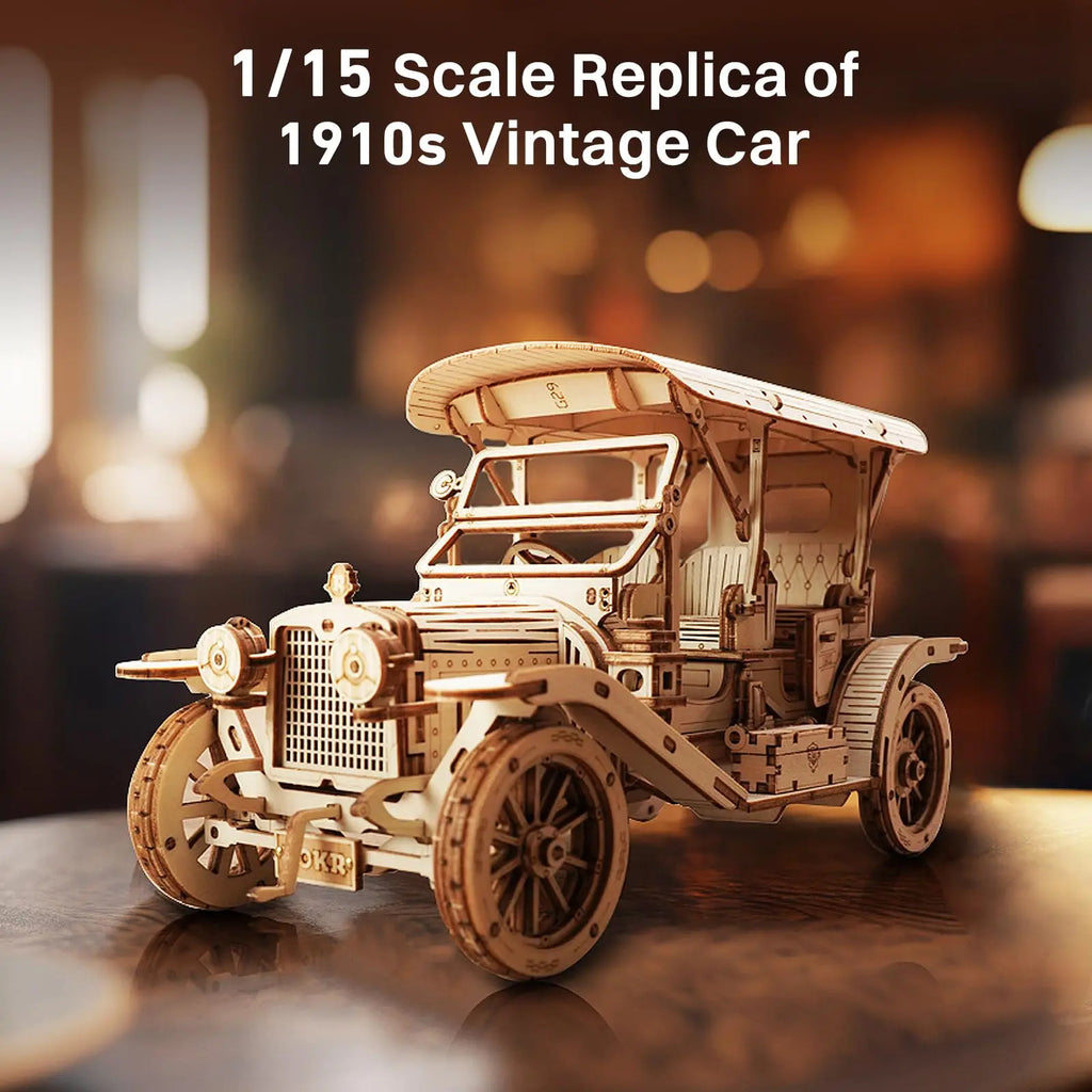 Robotime Rokr 3D Vintage Car Wooden Puzzle – Fun DIY Model Kit