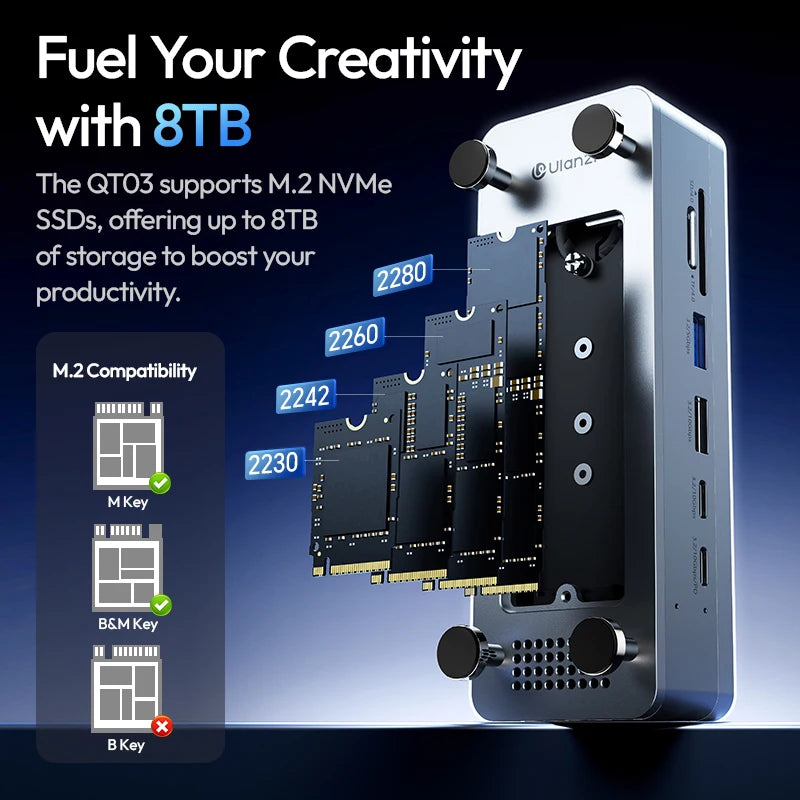 Ulanzi QT03 2-in-1 Docking Station & SSD Enclosure for Mac Mini