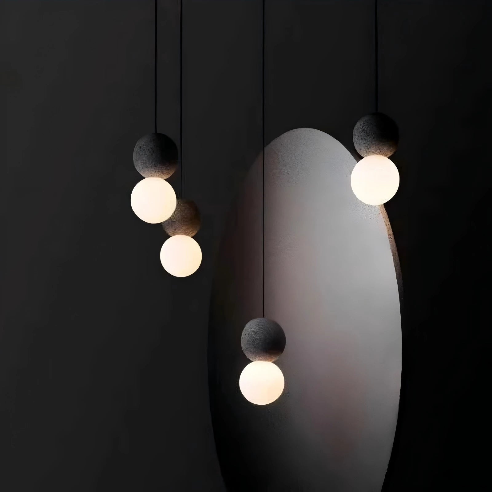 Modern G9 Pendant Lamp - Concrete Ball LED Chandelier for Home Decor