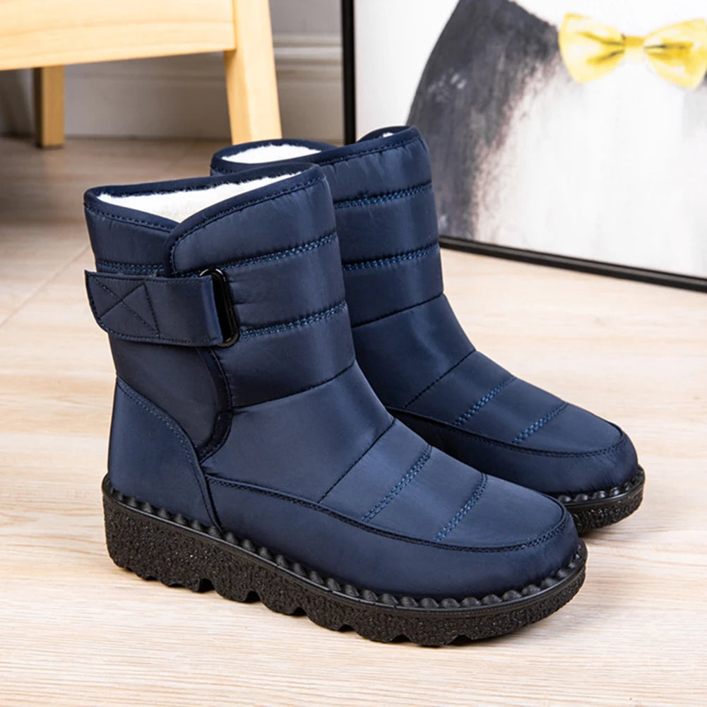 Women's Waterproof Plush Fur Boots - Warm Winter Snow Booties