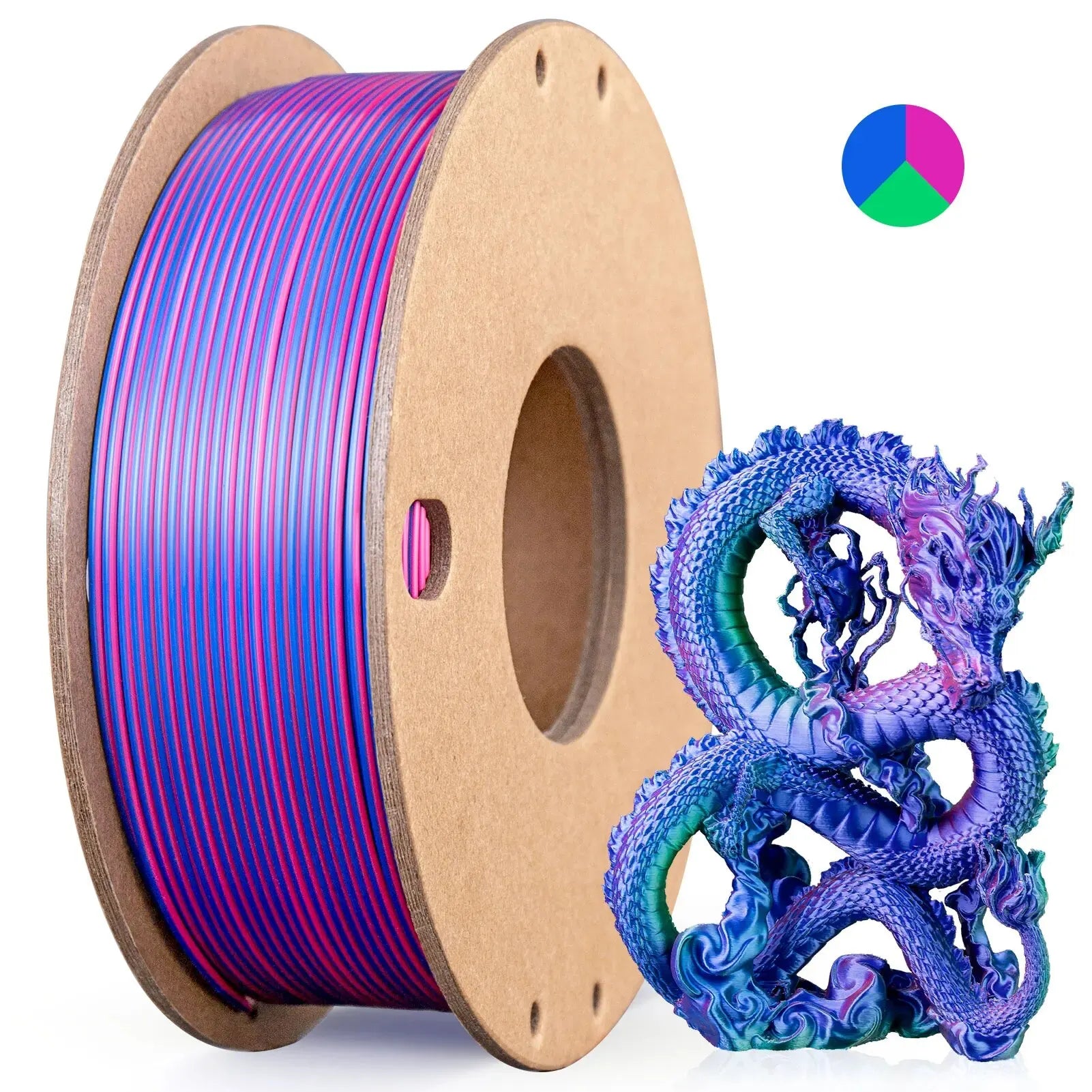 Silk PLA 3D Printer Filament - Triple Color 1.75mm Pack of 250g