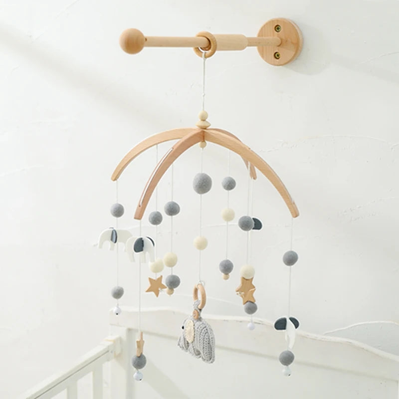 Infant Wooden Crib Rattle Toy - Mobile Hanging Bed Bell for Babies