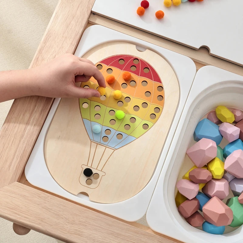 Montessori Wooden Sensory Table for Kids - Fine Motor Skill Development