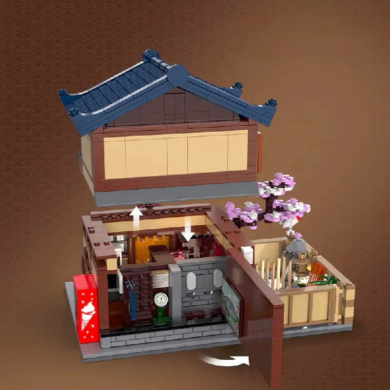 Japanese Bathhouse Building Set - 1249 Pieces Modular Architecture