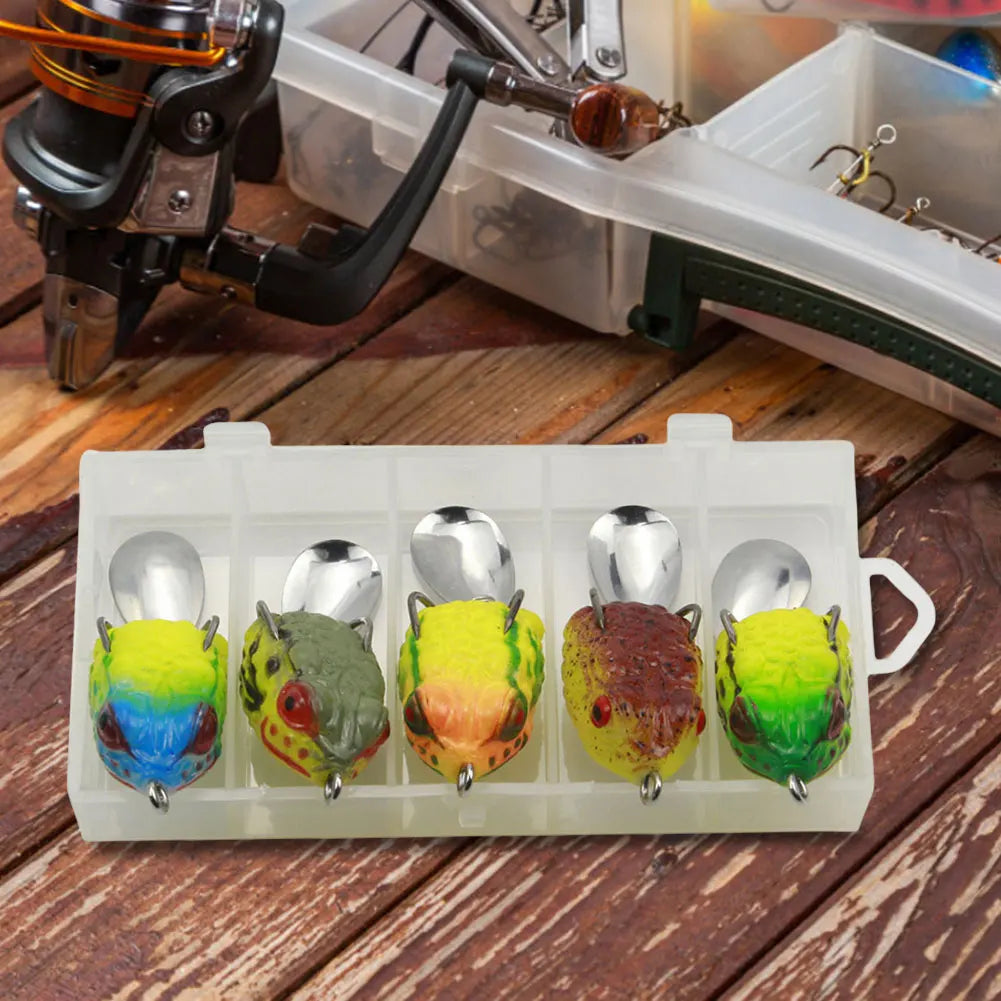5pcs Mini Bionic Frog Soft Bait with Double Hook - Lifelike Fishing Lure