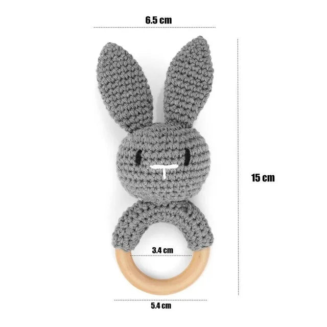 Bopoobo Baby Crochet Rattle Toy - Soft Wooden Teether & Infant Gym