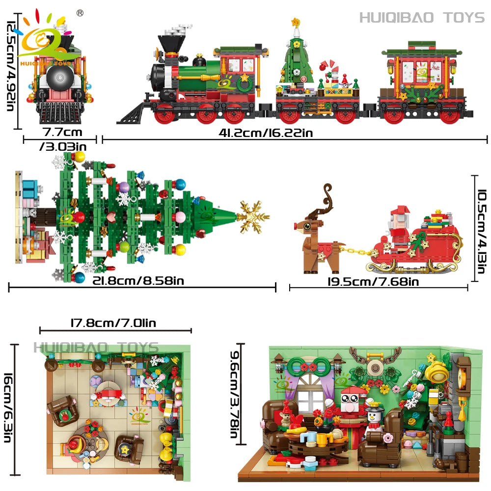 HUIQIBAO Christmas Train Countdown Building Block Set for Kids & Adults