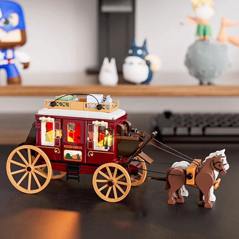 293PCS LED Western Stagecoach Building Blocks - Fun Educational Toy