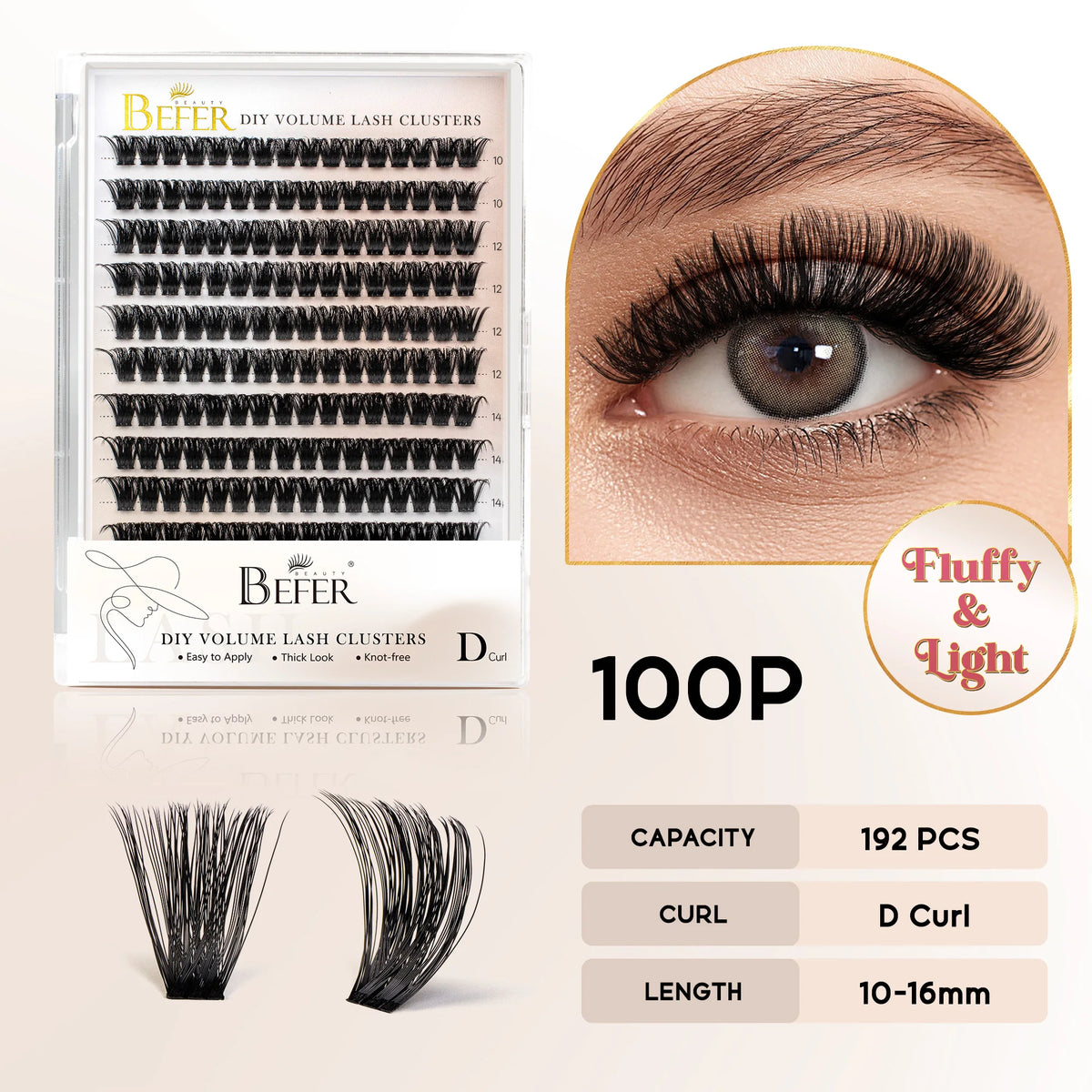BEFER DIY Cluster Lashes - Natural Volume False Eyelash Extensions