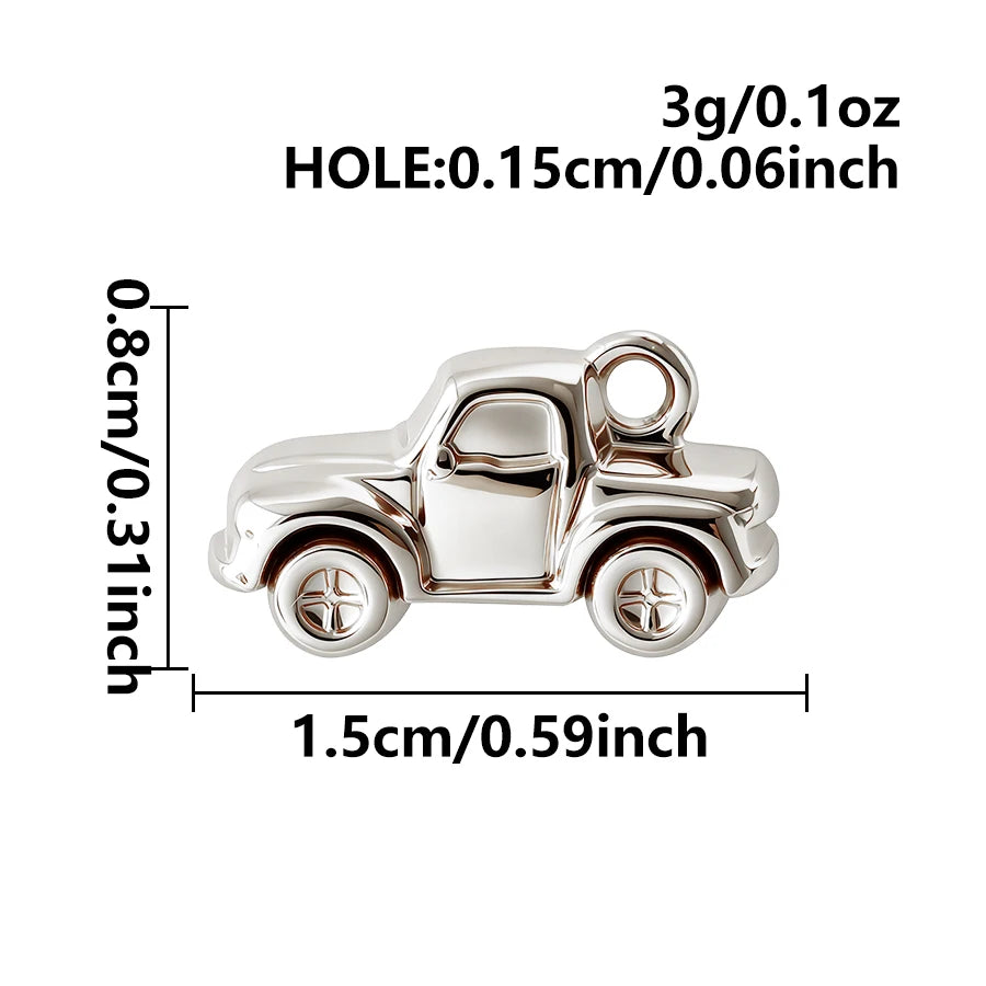 4pcs Funny Transportation Charms - Stainless Steel Pendants for DIY