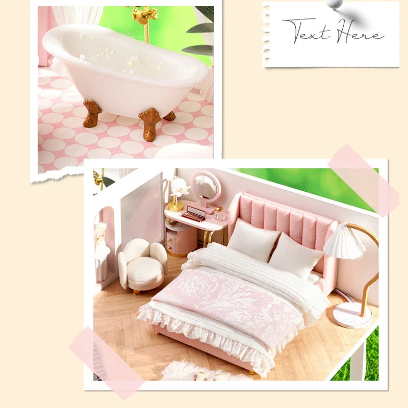 3D Wooden Mini Dollhouse Kit - DIY Duplex Apartment with Furniture