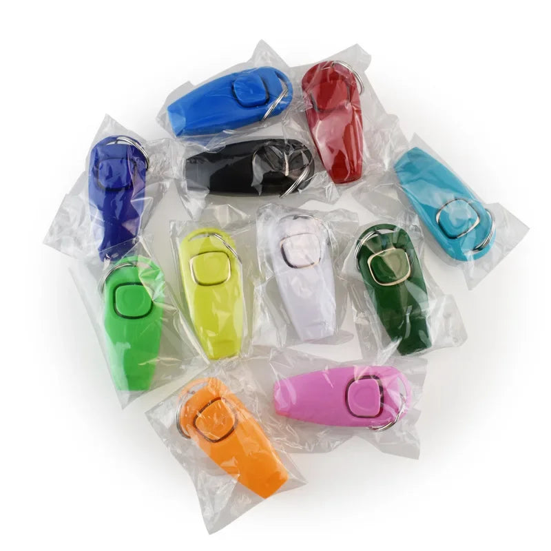 2-in-1 Dog Training Clicker & Whistle Aid Tool with Key Ring