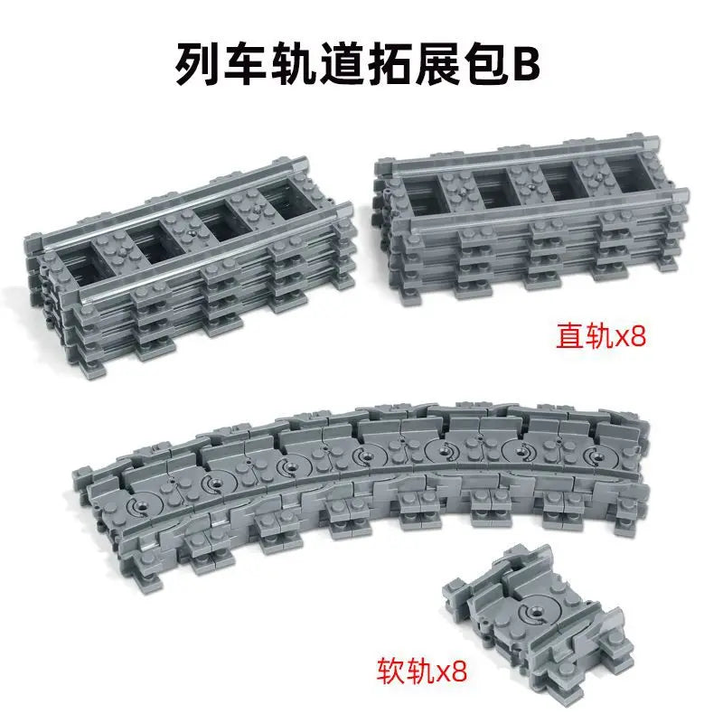 MOC City Train Tracks - Flexible Building Block Railway Set