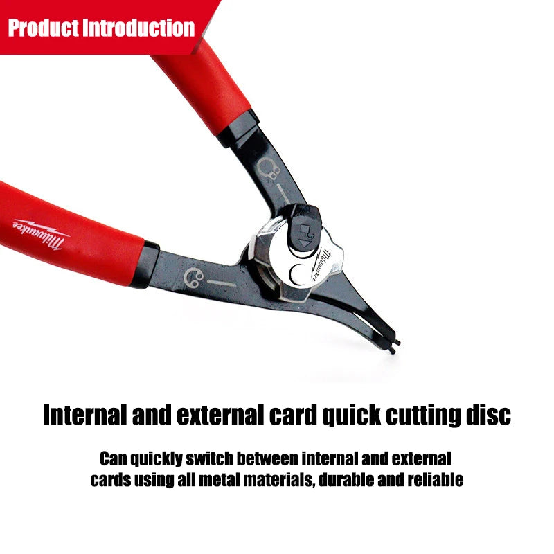 Milwaukee 7-Inch Convertible Snap Ring Pliers - 18°/90° Dual-Purpose Tool