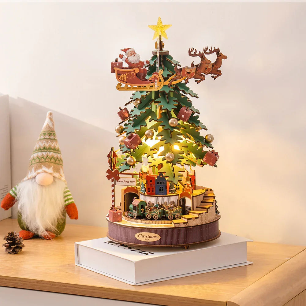 Robotime 3D Christmas Melody Tree Music Box – DIY Wood Puzzle with Light