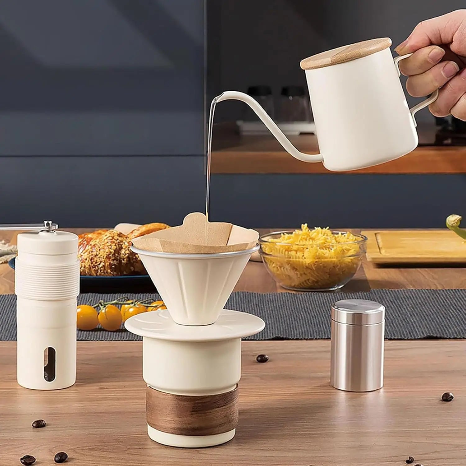 Portable Hand Coffee Maker Set for Camping & Travel - 6-Piece Kit