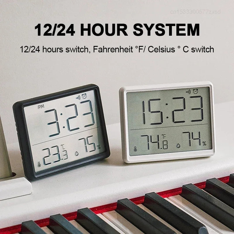 Ultra Thin LCD Alarm Clock with Hygrometer - Stylish Desk Decor