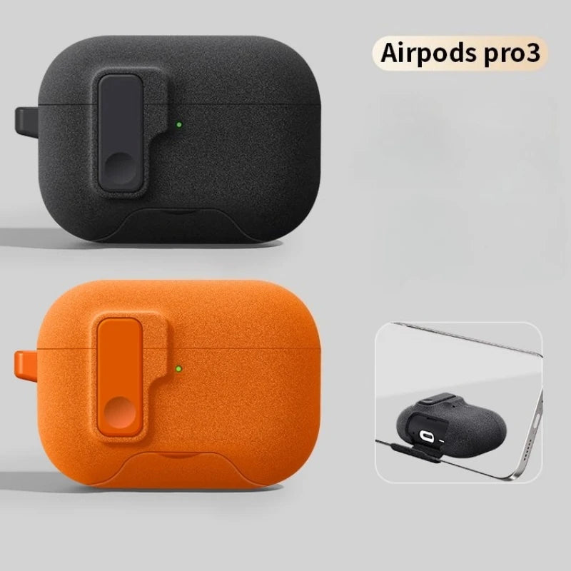 Silicone AirPods Pro 3 Case with Secure Lock & Phone Stand