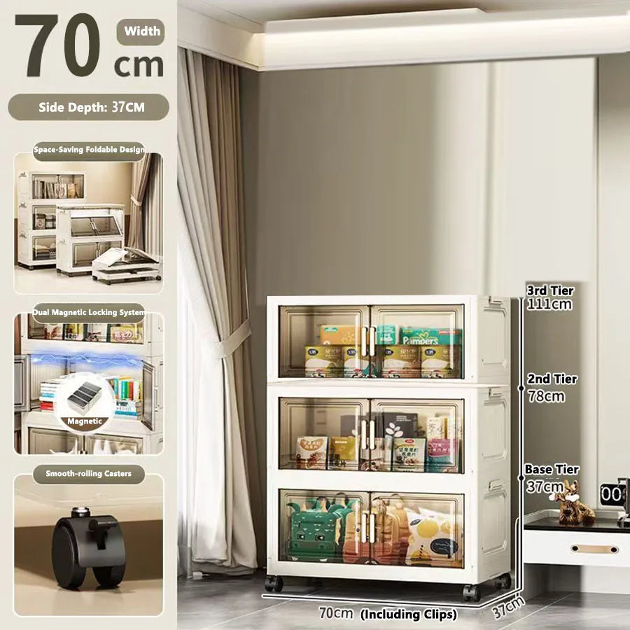 Folding Storage Cabinet - Versatile Toy & Snack Organizer for Home
