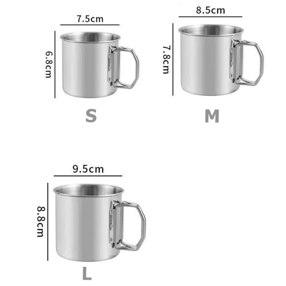 Lightweight Stainless Steel Camping Mug Set - 3 Stackable Cups with Mesh Bag