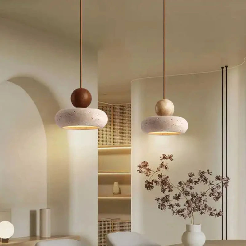Vintage Pendant Light with Natural Yellow Agate - Elegant Illumination