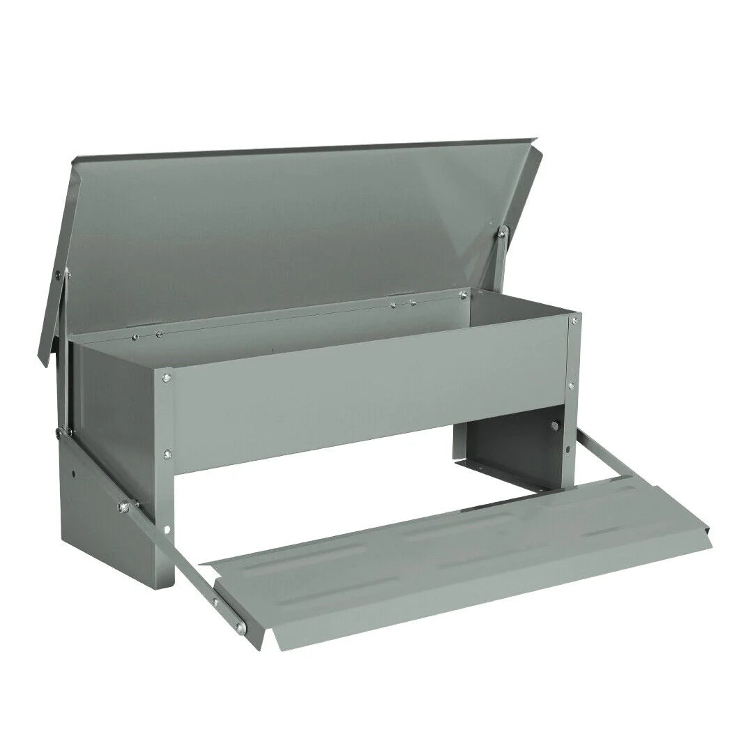 PORIYA 7.5L Chicken Feeder - Automatic Treadle & Galvanized Steel