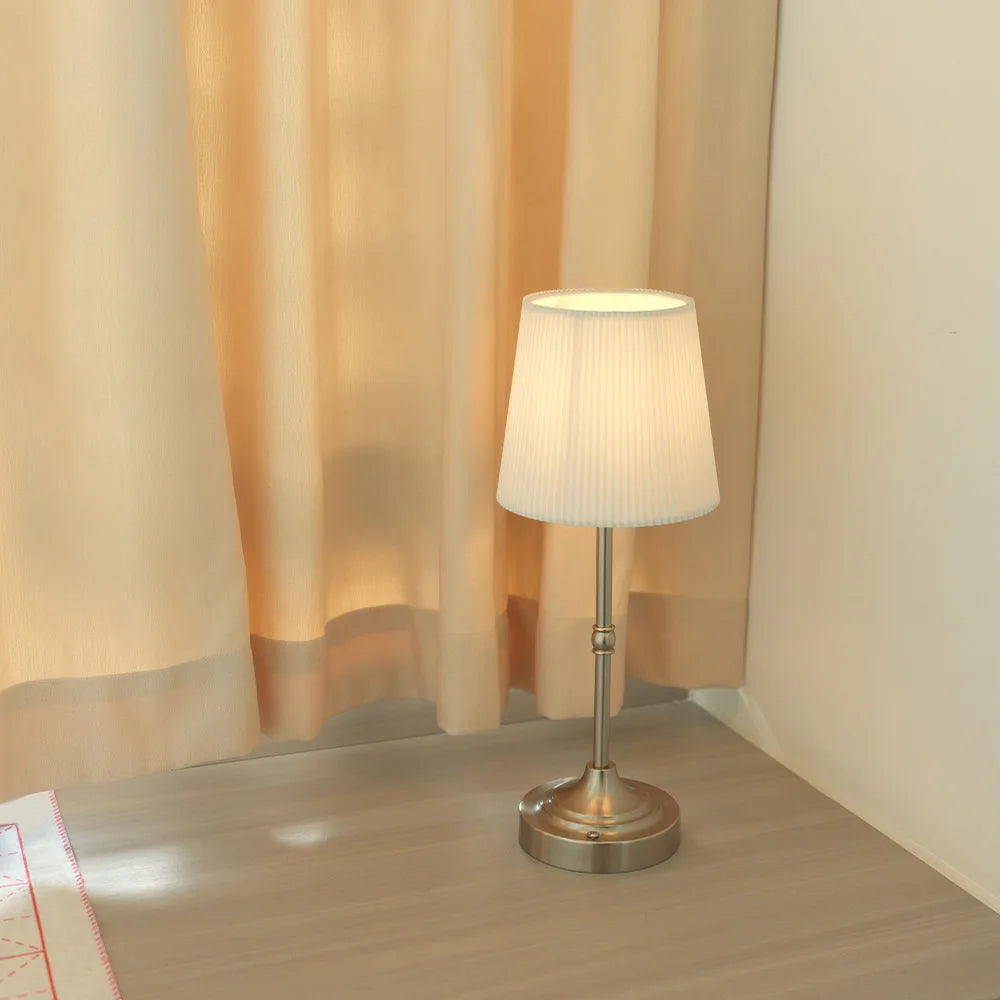 Stylish LED Gold Table Lamp with Fabric Shade for Home & Office