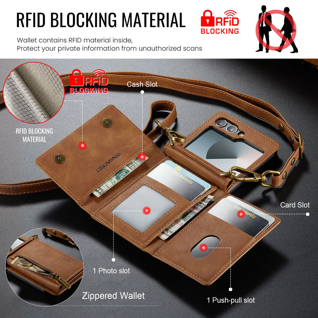 Luxury Leather Flip Wallet Case for Samsung Galaxy Z Flip Series