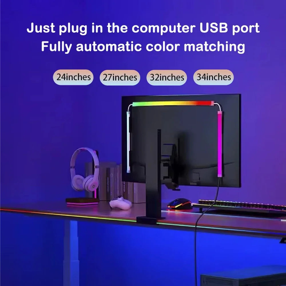 RGB LED Monitor Backlight Strip - Sync Lighting for 24-34" Displays