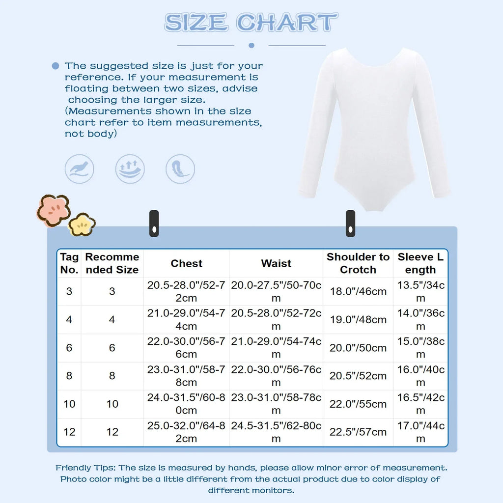 Girls Long Sleeve Ballet Leotard - Soft & Stretchy Dance Costume