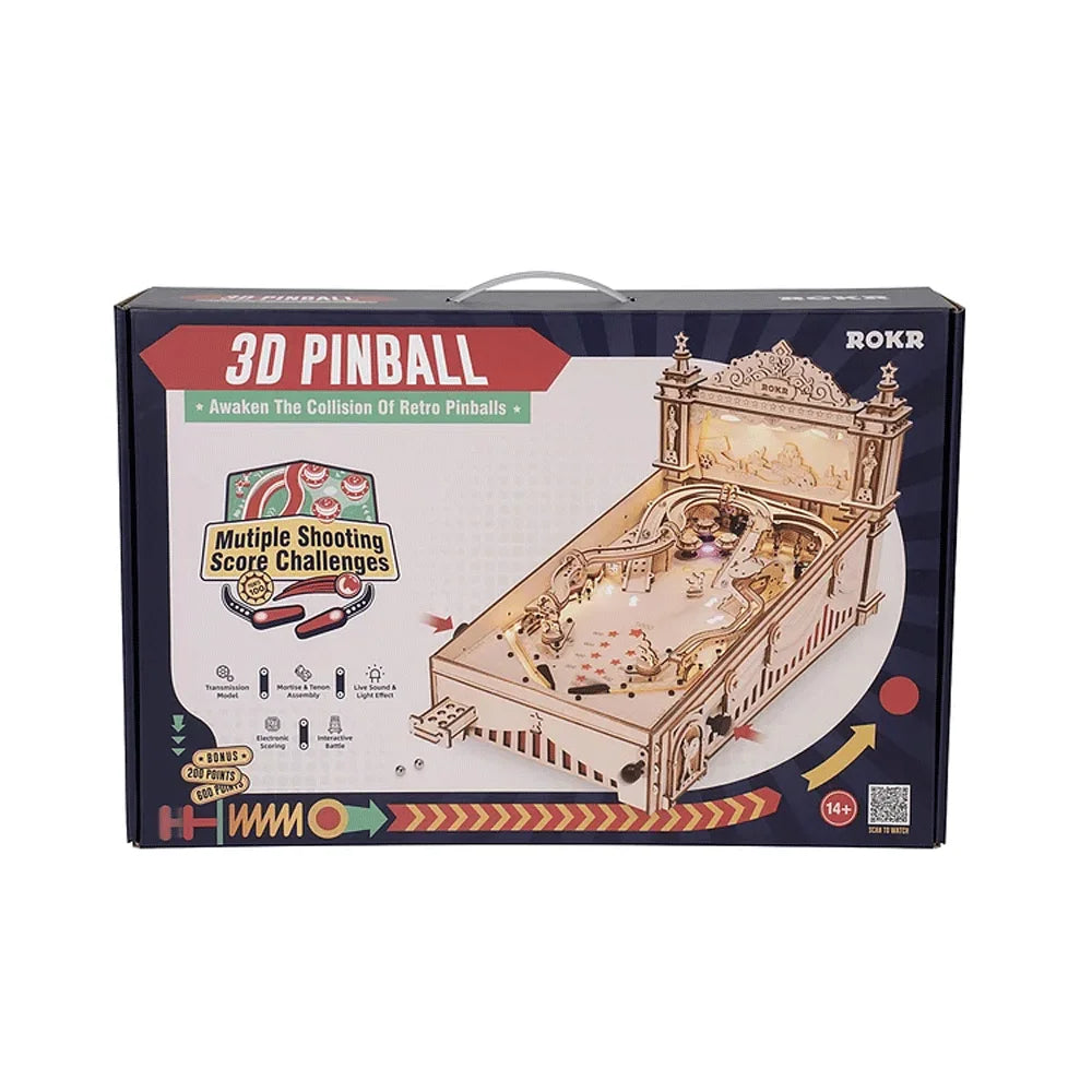 Robotime 3D Wooden Pinball Game - Fun Assembly for All Ages