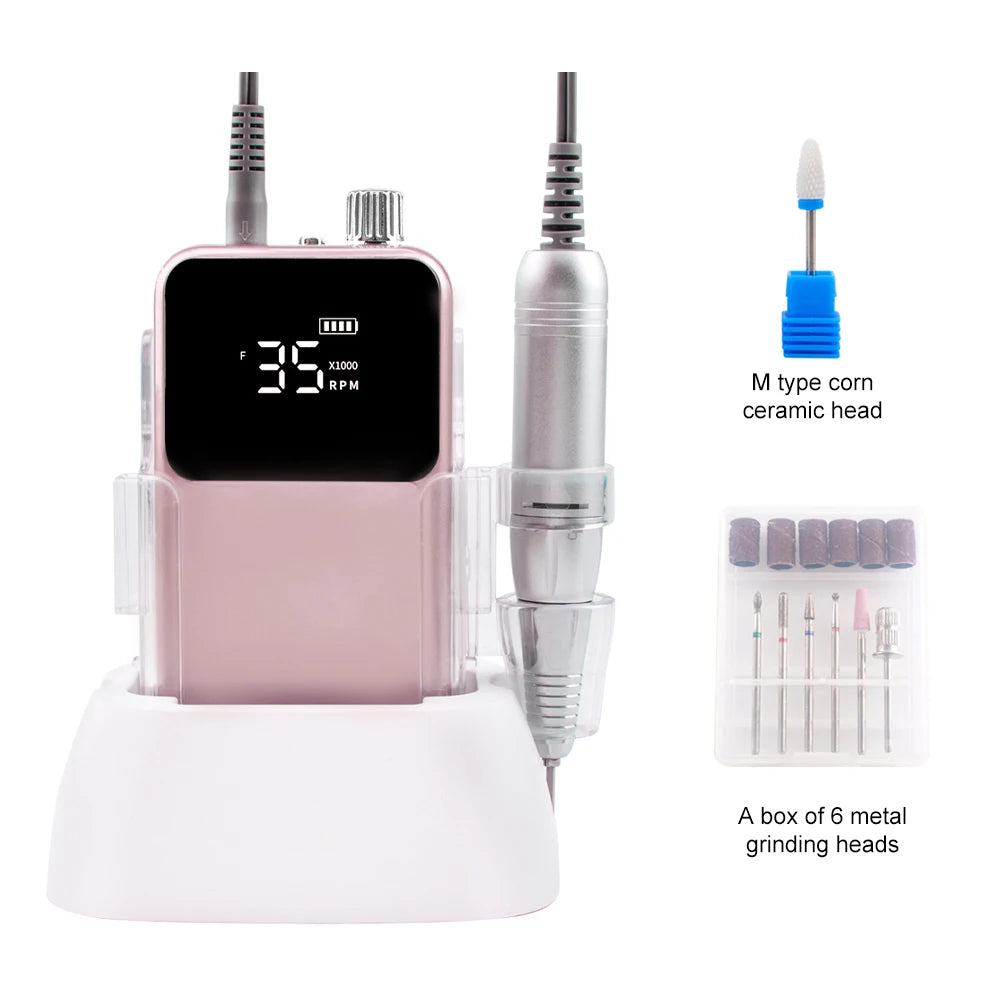 SIMINAIL Rechargeable Nail Drill - 35,000 RPM Electric File Machine