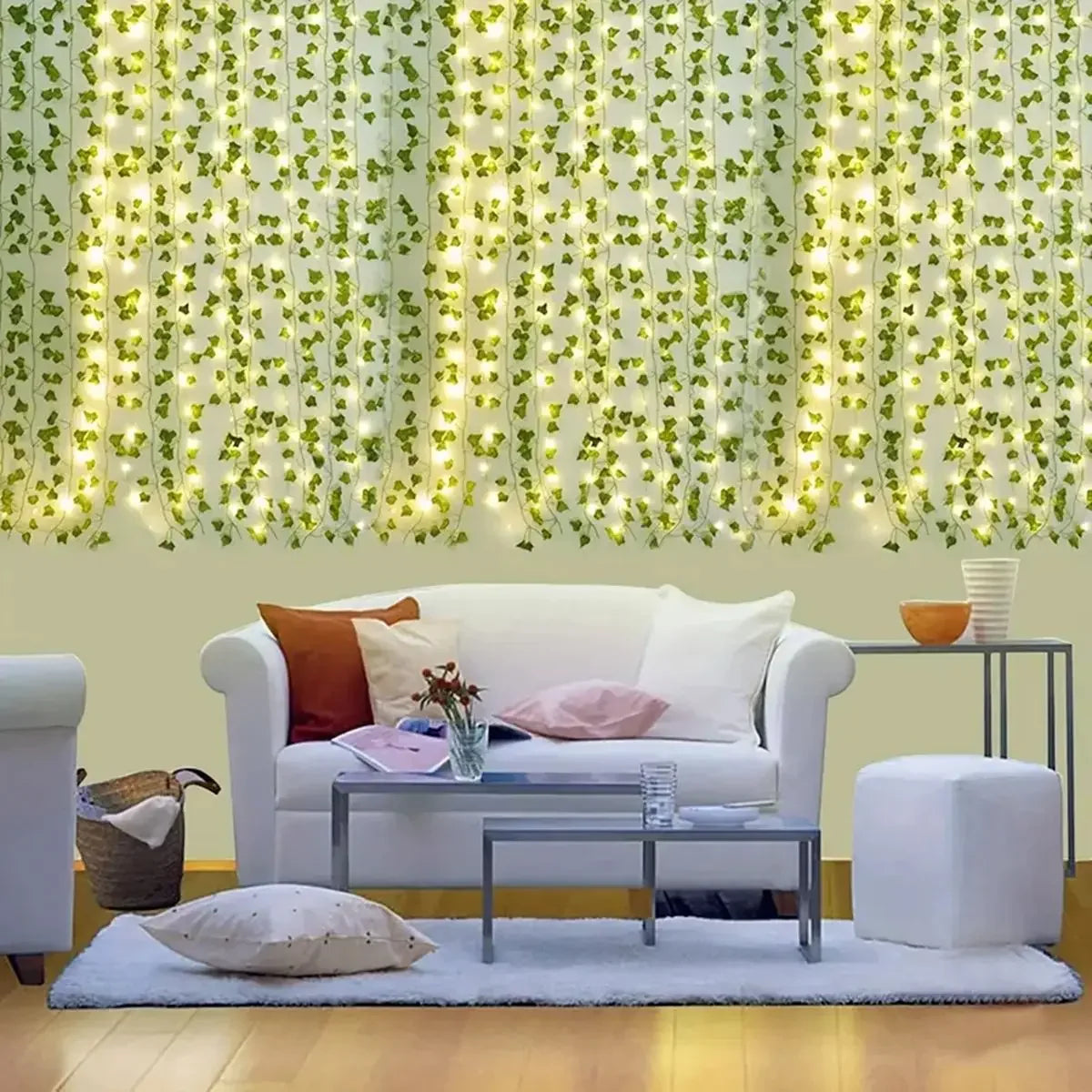 USB Maple Leaf Curtain Lights – Elegant Ivy Garland for Décor