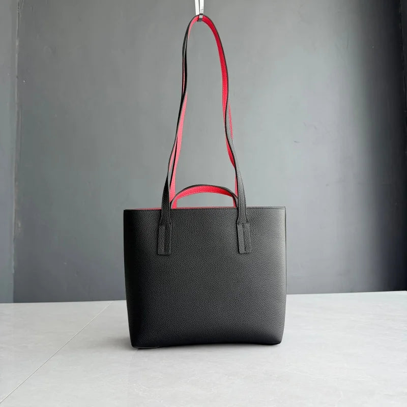 Premium Cowhide Leather Reversible Handbag - Versatile & Durable