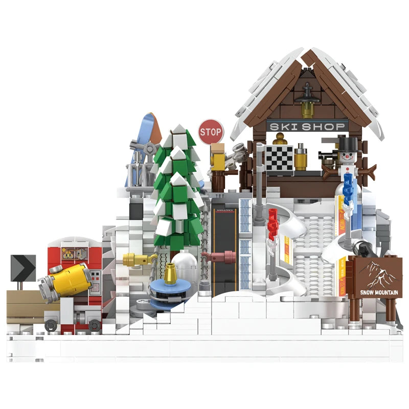 2200PCS Ski Resort Building Blocks | Create Your Own Ice Rink Fun