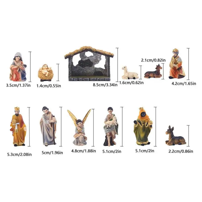 12-Piece Nativity Scene Set - Elegant Resin Christmas Decor