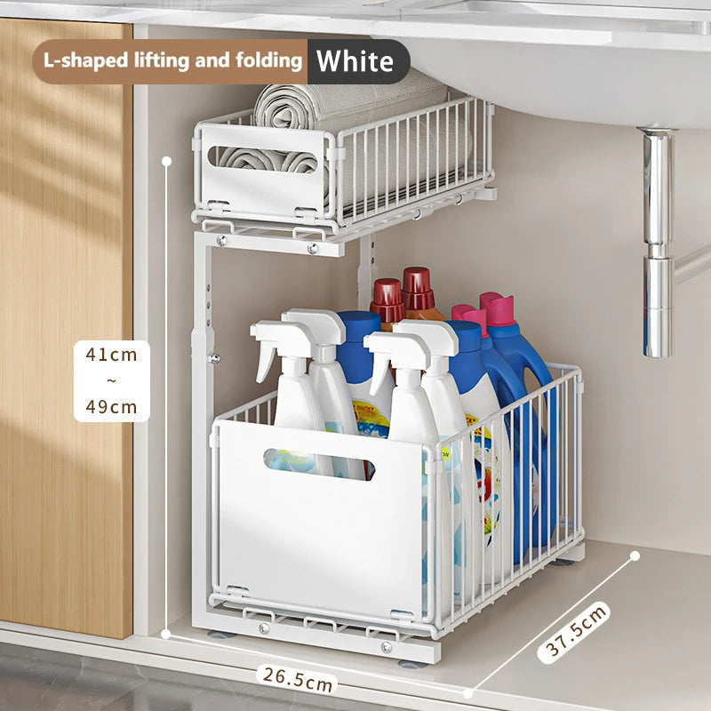 Adjustable 2-Tier Cabinet Organizer - Maximize Storage & Accessibility