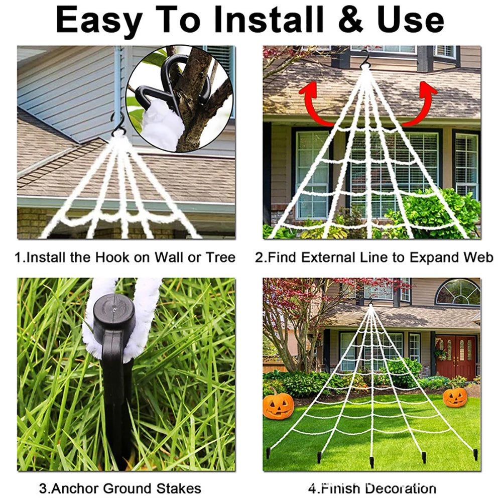 5m Plush Spider Web - Perfect Halloween Outdoor Decoration