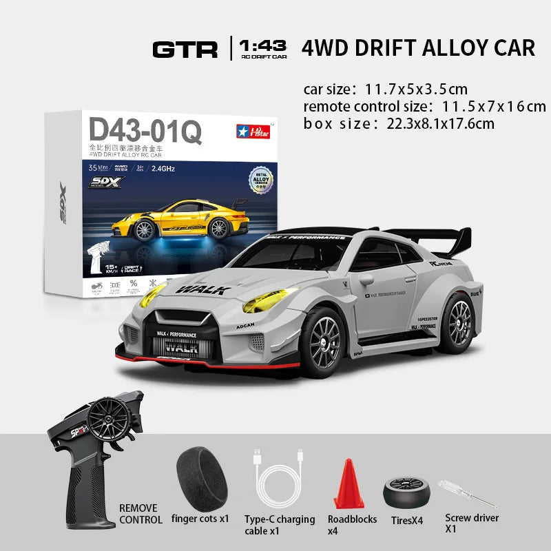 Macro Star D43 RC Drift Car - Eye-Catching Luminous 1:43 Alloy Model