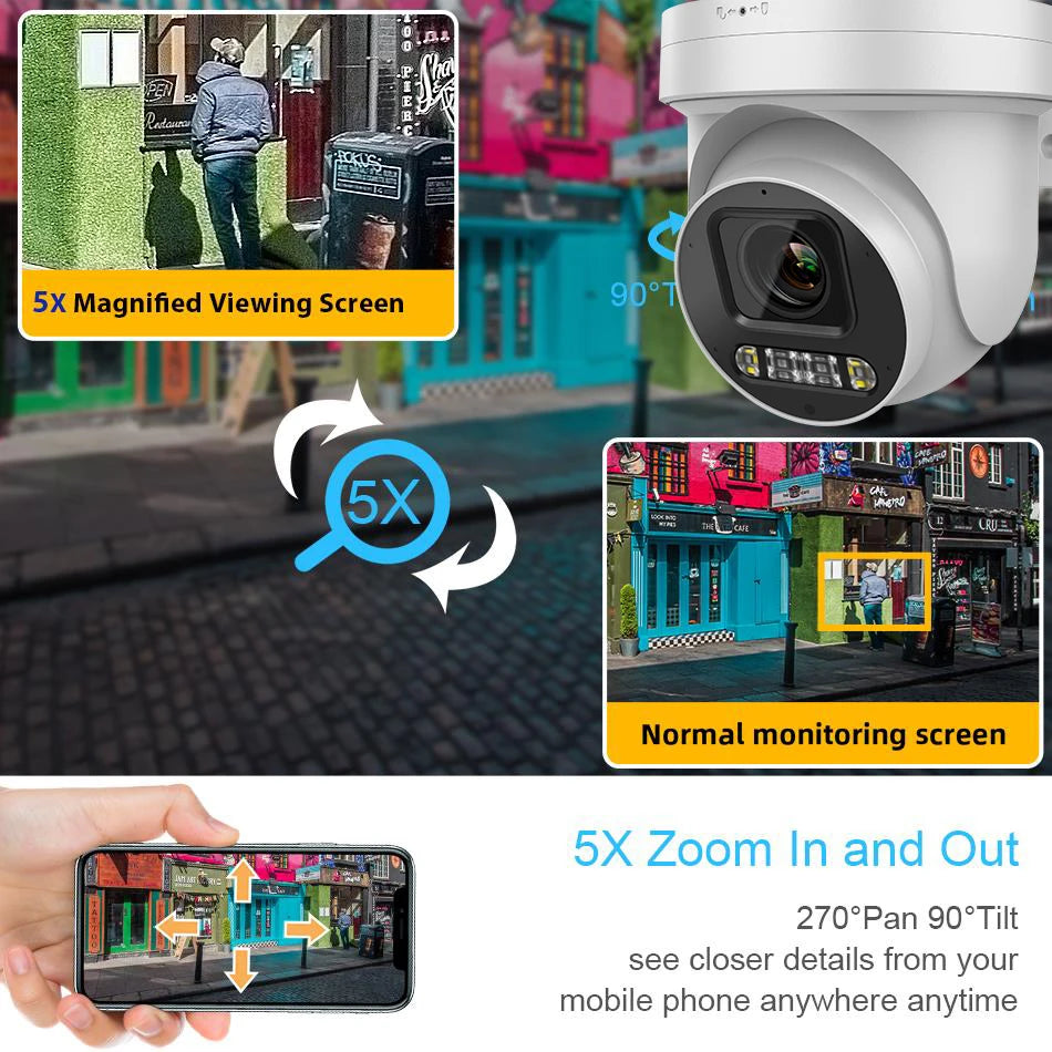 8MP ColorVu PTZ IP Camera with 5X Zoom & 2-Way Audio